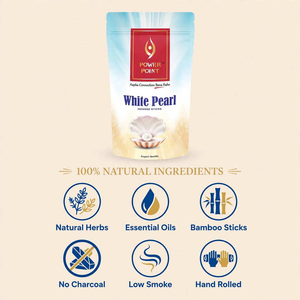 PowerPoint White Pearl Incense Sticks (110g) | White Jasmine & Lily | Powdery Accords | White Musk & Soft Amber | Zipper Moisture-Proof Pack