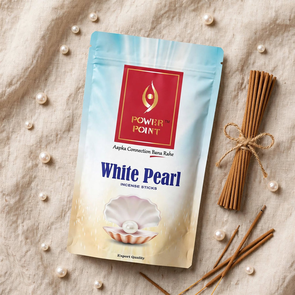 PowerPoint White Pearl Incense Sticks (110g) | White Jasmine & Lily | Powdery Accords | White Musk & Soft Amber | Zipper Moisture-Proof Pack