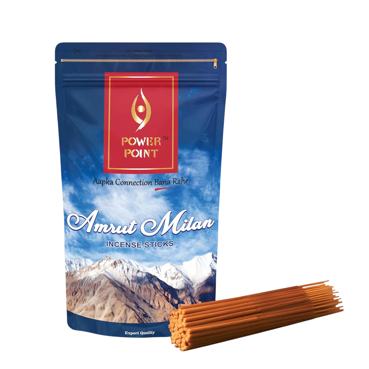 PowerPoint Amrut Milan Incense Sticks (110g) | Mysore Sandal & Lotus | Sweet Nectar & Cardamom | Premium Zipper Pack | Evening Prayers