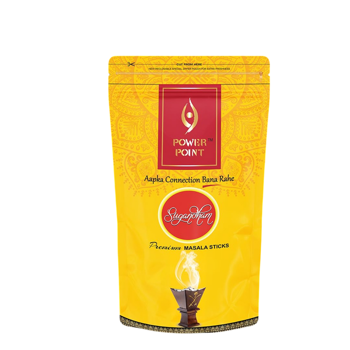 PowerPoint Sugandham Incense Sticks (110g) | Sweet Orange & Nutmeg | Vetiver & Golden Amber | Sandalwood & Benzoin | Luxury Stand-up Pouch