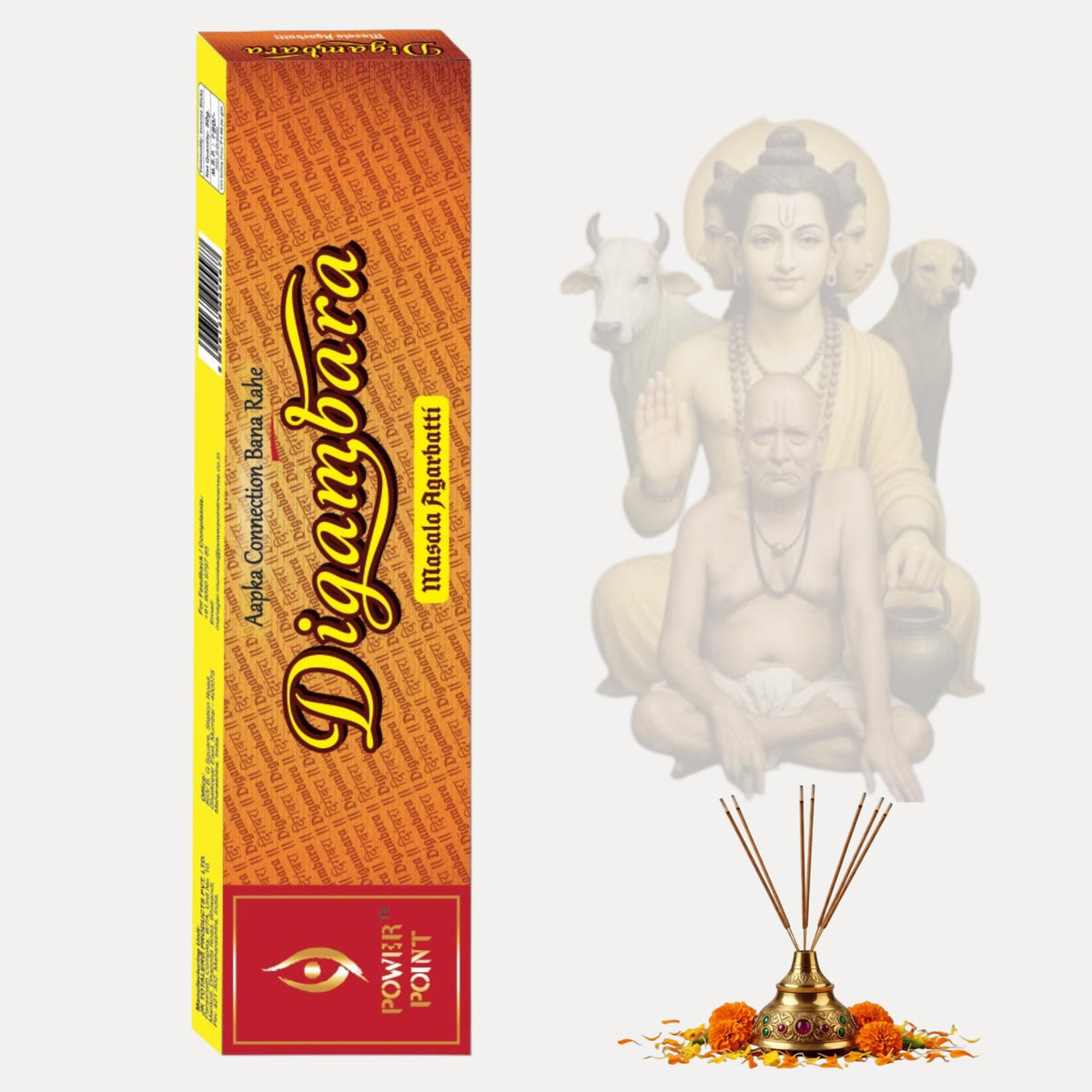 PowerPoint Digambara Masala Agarbatti 100GM | Premium Incense Sticks | Long Lasting Fragrance | Premium Masala Blend | Creates Peaceful Ambience | Perfect for Home, Pooja & Meditation | Export Quality