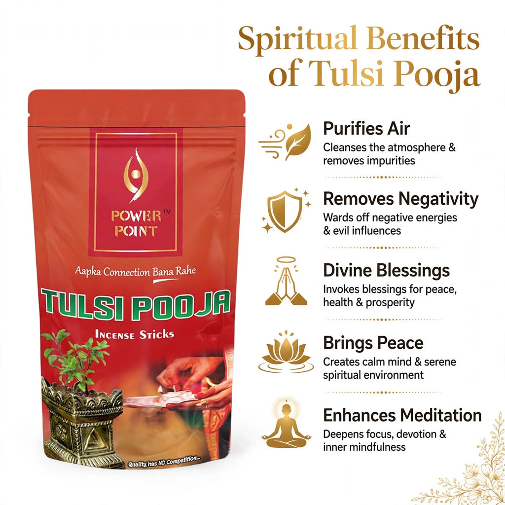 PowerPoint Tulsi Pooja Incense Sticks (110g) | 100% Charcoal Free | Holy Basil & Eucalyptus | Natural Air Purifier | Fusion Range