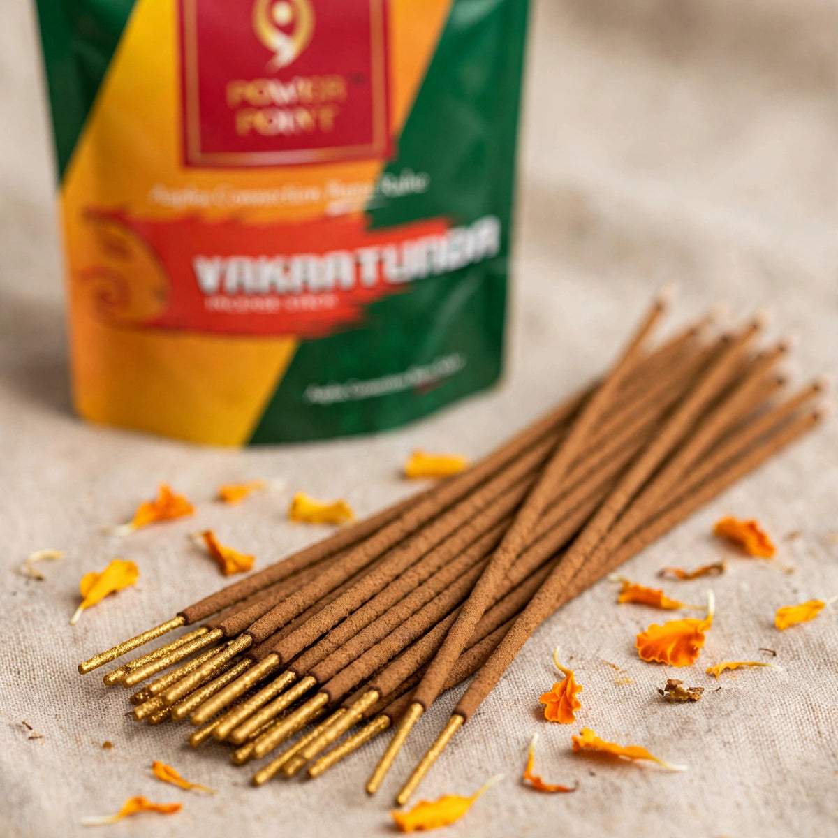 PowerPoint Vakratunda Incense Sticks (110g) | Camphor & Cardamom | Kesar Saffron & Marigold | Sandalwood & Frankincense | Eco-Friendly Box