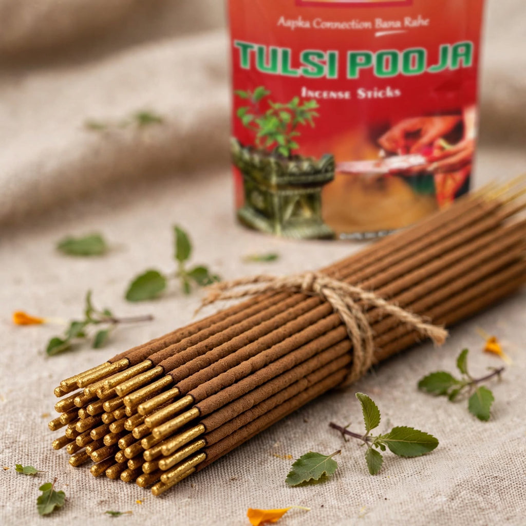 PowerPoint Tulsi Pooja Incense Sticks (110g) | 100% Charcoal Free | Holy Basil & Eucalyptus | Natural Air Purifier | Fusion Range